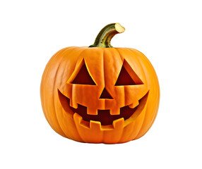 Carved halloween jack o lantern pumpkin isolated on transparent background - obrazy, fototapety, plakaty