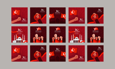 turkish armed forces day social media post vector flat design