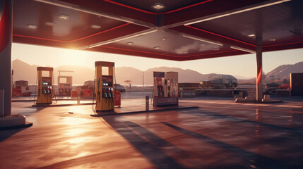 Modern gas station outdoor