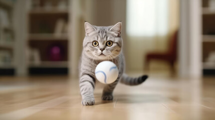 A cute cat playingg ball - obrazy, fototapety, plakaty
