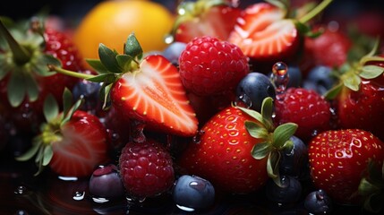 strawberries and blueberries and assorted fresh fruit