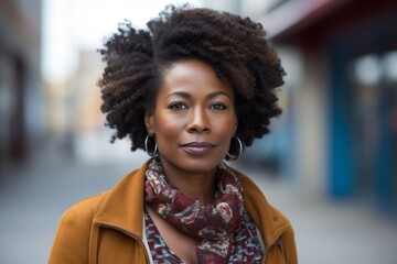 Fototapeta premium Portrait of a beautiful african american woman in the city