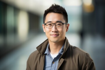 Portrait of a handsome young asian man wearing eyeglasses