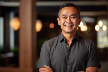 Fototapeta premium Portrait of a handsome asian man smiling at the camera.