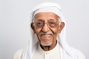 Portrait of a senior asian muslim man wearing eyeglasses