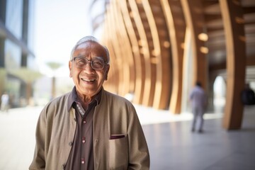 Fototapeta premium Portrait of smiling senior asian man in the corridor at the airport