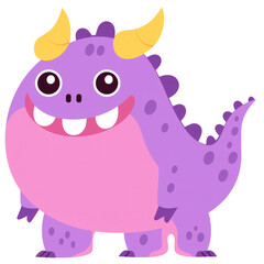 Fototapeta premium Fantasy Fun with Cute Purple Monster Cartoon: Cheerful and Imaginative Flat Character Design for Children. Isolated on transparent background. Generative AI