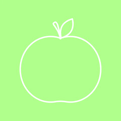 The contour of an apple on a green background. Apple. Vector illustration. EPS 10.