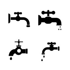 water tap icon set. dripping drops icon illustration on white background.eps