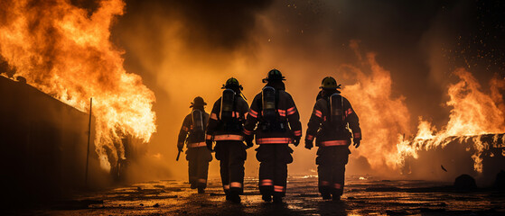 Firefighter in Emergency Situation with Fire Flames