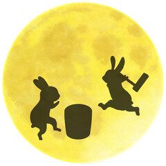 Moon rabbit pounding rice cakes clipart PNG