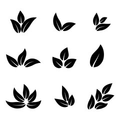 Leaves set isolated. Leaves icon different shapes. Vector illustration. EPS 10.