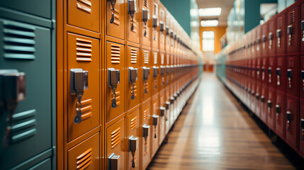 Fototapeta Row school lockers Generative AI obraz