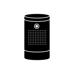 Smart speaker glyph black icon. talk recognition. Personal voice assistance, Vector isolated button..eps