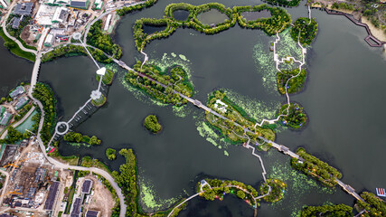 The scenery of North Lake Wetland Park in Changchun, China in summer