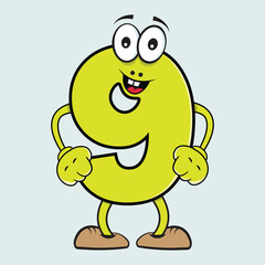 Creative Number 9 Comic Character 