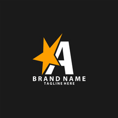 letter A monogram star design logo