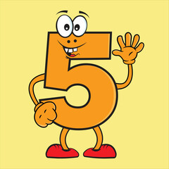 Creative Number 5 Comic Cartoon Character 