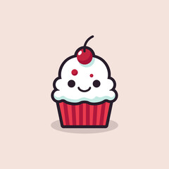 simple muffin red cherry food logo vector illustration template design