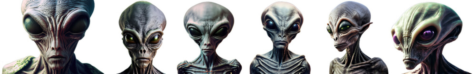 Classic SciFi Alien Set Transparent Background AI Generated