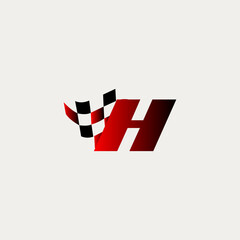 letter H flag racing race design vector