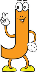 English J alphabet creative cartoon character 