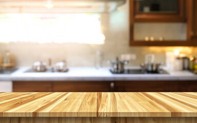 Wooden board empty table background. kitchen background