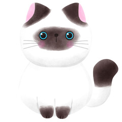 Cute cat international cat day kitten and world watercolor style illustration element Png