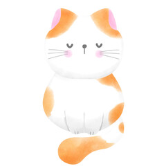 Cute cat international cat day kitten and world watercolor style illustration element Png
