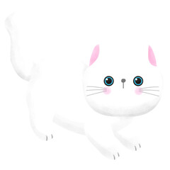 Cute cat international cat day kitten and world watercolor style illustration element Png