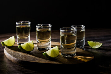 Mexican Tequila Shots with Lime and Salt in Mexico