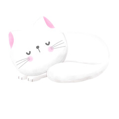 Cute cat international cat day kitten and world watercolor style illustration element Png