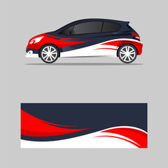wrapping car decal modern wave red  design vector