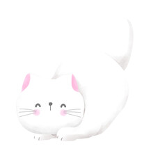 Cute cat international cat day kitten and world watercolor style illustration element Png