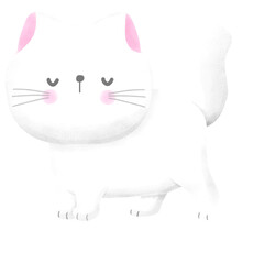 Cute cat international cat day kitten and world watercolor style illustration element Png