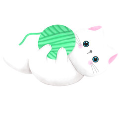 Cute cat international cat day kitten and world watercolor style illustration element Png