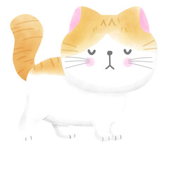 Cute cat international cat day kitten and world watercolor style illustration element Png