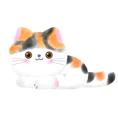 Cute cat international cat day kitten and world watercolor style illustration element Png