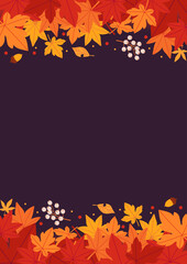 Obraz premium Background material designed with autumn leaves and nuts