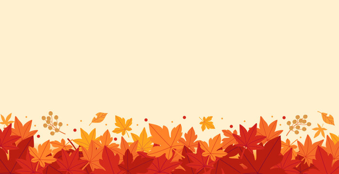 Background material designed with autumn leaves and nuts