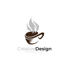Simple cup icon with cafe design, coffee logo template