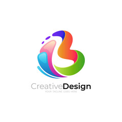 Modern letter B logo template, B logo colorful