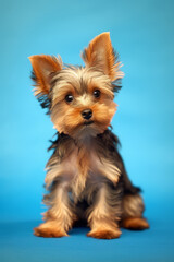 Very cute puppy Yorkshire Terrier in nature, national geography, Wide life animals. AI Generated.