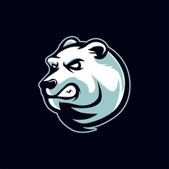 Polar bear head angry mascot logo