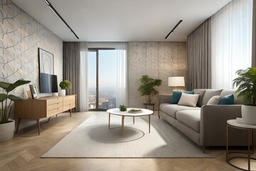 Fototapeta na wymiar modern and beautiful apartment generated by AI tool