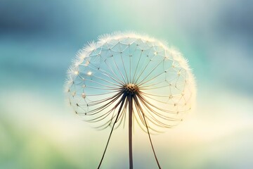 beautiful dew drops on a dandelion seed generated by AI tool