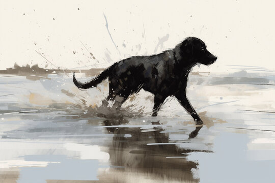 Black Labrador on a beach