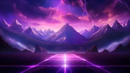 Foto auf Acrylglas Violett synthwave futuristic background