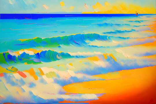 calm beach. Generative AI