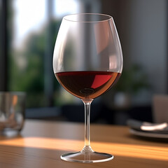 Glass of red wine, Wine glass on the table, Generative AI.